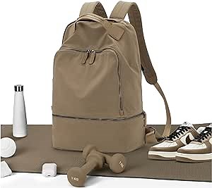 Gym Backpack for Women Waterproof Small Gym Bag With Shoe Compartment Sports Essentials Backpack with Wet Dry Pocket,Khaki