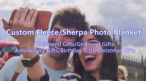 Ships Next Day, Custom Sherpa Fleece Blanket with Photos Text Soft Warm Custom Blanket Personalized Couples Gifts for Boyfriend Girlfriend Customized Picture Blanket Gifts for Christmas Valentines Day