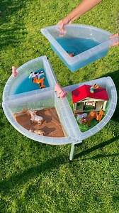 Muddy farm exploration station! 🐷 Mix cornflour and hot chocolate powder with a splash of water to create oozy mud. Perfect for muddy, messy play for kids this summer! With 4 removable quadrant trays, add sponges and water for children to clean up the animals and easily tidy up when finished. 🚨 Don’t miss out on our Exploration Table PRICE DROP! Get it today for only £99.99 (ex VAT). While stocks last. #EarlyYears #ActivitiesForKids | Early Years Resources