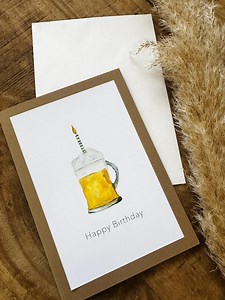 Grußkarte "Happy Birthday - Bier" (Druck) - Etsy.de