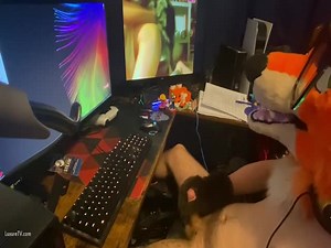 Fox Fursuiter Jerks To Dog Porn