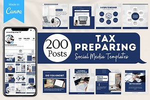 200 Tax Preparing Canva Templates, a Social Media Template by Viral Content Design