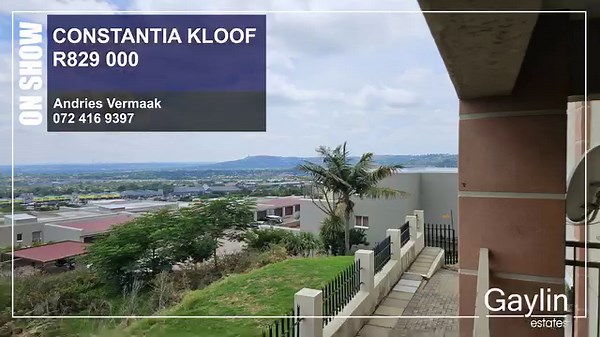 ON SHOW - 14 January 2024 CONSTANTIA KLOOF R 829 000 1pm to 3pm Directions:Follow pointers in Panorama Drive to Barachel Complex Andries Vermaak Property Practitioner Head of Property Management and Rentals (MSc, PhD, PPRE, NQF5) 072 416 9397 011 268 8000 Registered at the PPRA COZY 3BED 2BATH APARTMENT WITH AMAZING VIEWS IN CONSTANTIA KLOOF Come see this easy lock-up and go apartment, very cozy and ample space for comfortable living. Two of the three bedrooms have amazing views. The family bath
