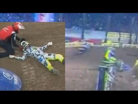 Cameron McAdoo Red Flag Crash in Whoops Detroit Supercross!