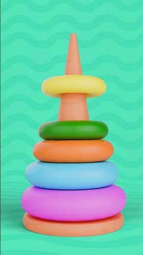 Rainbow Color Rain Tower Challenge! 🗼 CoComelon Stacking Ring Game & #kids Learning #shorts