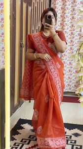 Code-Crimson A timeless blend of tradition and elegance. Crafted in half silk with exquisite hand block prints, Crimsonsaree is perfect for those who love classic charm with a modern touch.#Aurora | Aurora