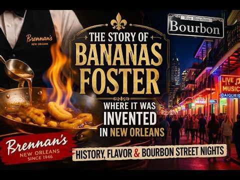 Bananas Foster Story 🍌🔥 Brennan’s New Orleans | Bourbon Street Night Walk 4K