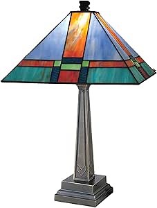 Dale Tiffany TT11047 Tranquility Mission Table Lamp, Antique Brass