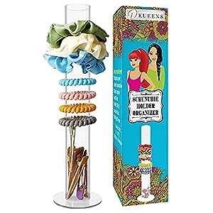 Scrunchie Holder Stand 12 Inches - Organizer A Lot of Scrunchies for Girls - Use This Hair Ties Organizer Stand as a Cute Bedroom Decor for Teens - Versatile Clear Acrylic Scrunchy Holder