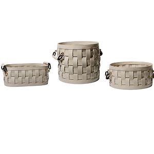 [Hot Item] Luxury Storage Device Luxurious Saddle Leather Clothing Toy Storage Box Woven Basket