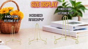 Iron Plate Stands for Display, Foldable Book Holder & Easel Stand for Sign, Versatile Poster Stand and Small Plate Stand for Home Decor, Art, Photo Frame, Card, Crystal Display (Gold, 10 inch (2Pcs))