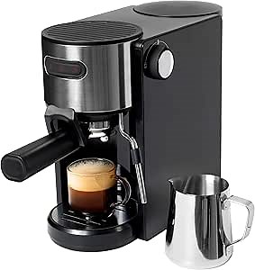 Willow & Everett Coffee Espresso Machine, Compact Espresso Machine for Coffee Grinds and Espresso Pods with Milk Frother and Steam Wand, Includes 5oz Frothing Pitcher