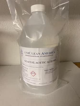 Amazon.com: UniClean America Ácido acético glacial - Ácido acético de alta pureza 99% - Hecho en Estados Unidos (tamaño: 4x1gln) : Industrial y Científico