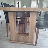 64.5" Modern Faux Marble Dining Table Set for 6, White Dining Room Table Set with Sculptural Double Pedestal Base & Tempered Glass Accents, Rectangular Dining Table Set for Kitchen,Easy Assembly