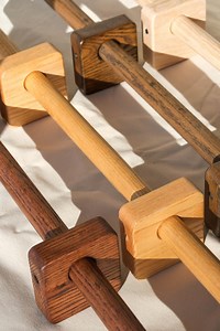 Solid Oak Wood Curtain Rod With Square Brackets, Handcrafted Window Treatments, Modern Window Drapery Hardware, Custom Curtains Rod - Etsy