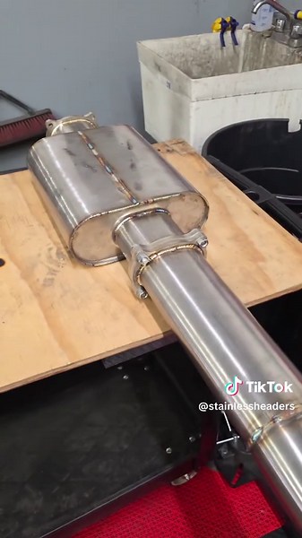 This fully custom header and exhaust system is sure to make some noise and turn heads! Featuring our big block chevy flanges, mandrel bends, custom form collectors, universal x-pipe, and our V-Drive lowpro mufflers! Check out everything used to create this system at StainlessHeaders.com #automotive #viral #stainlessheaders #madeintheusa #fyp