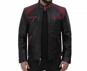Blouson vintage rouge et noir 100 % cuir véritable pour homme - Blouson motard rétro fait main Cafe Racer, Blouson moto amérindien - Fermeture éclair - Etsy France