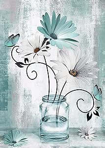 Rustic Diamond Art Painting Kits for Adults - Daisy Full Drill Diamond Dots Paintings for Beginners, Round 5D Paint with Diamonds Pictures Gem Art Painting Kits DIY Adult Crafts Kits 12x16inch