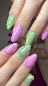 Pink and Green GelX Nail Transition Inspiration