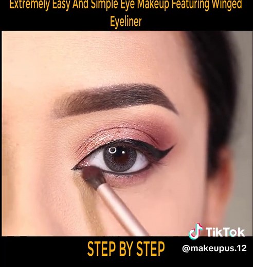 Extremely Easy And Simple Eye Makeup Featuring Winged Eyeliner. #makeuptutorial #makeup #eyeliner