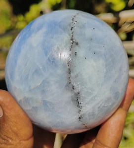 Sphère de cristal de calcite bleue, décoration naturelle en pierre de guérison