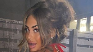 Chloe Ferry shows off her peachy bum in a thong bikini beside her hot tub