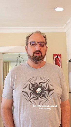 The Terry Carnation Sandwich (our history) on Sandwiches of History⁣ Much like E.F. Hutton in those 70s TV commercials I used to see when I was growing up, when Terry Carnation talks, people listen. Specifically when he hosts Dark Air or his podcast Radio Rental. When he reached out to me with his very own sandwich recipe, I knew I had to try it. Lo and yet at the same time behold, the Terry Carnation Sandwich. Watch sneak peeks, exclusive vids, exclusive merch, exclusive monthly livestreams, an