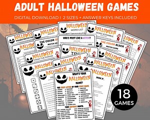 Adult Halloween Games Bundle, 18 Halloween Games for Adults, Halloween Party Game, Halloween Bundle of Games, Halloween Trivia Games - Etsy