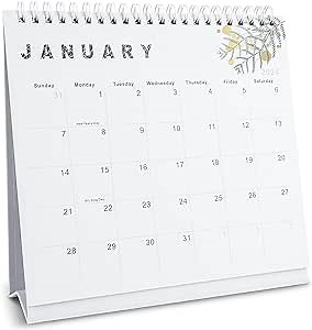 Lbylyhxc 2024 Calendar - 2024 Small Desk Calendar 8x7.5 inch standing desk calendar, Now-December 2024, 18 month flip-up desktop calendar, Aesthetic small desk calendar with round stickers (gold leaf)