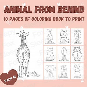 Cute Animals From Behind Coloring Pages | 10 Printable Sheets | Funny Animal Coloring Book PDF | Instant Download for Kids, Teens & Adults - Etsy Canada