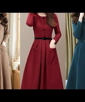 latest and beautiful plain skater dresses design collection (2024) - plain short frock design ideas