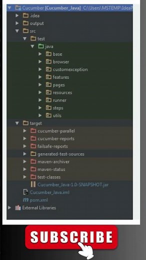 Selenium Cucumber framework structure, for more videos please Subscribe