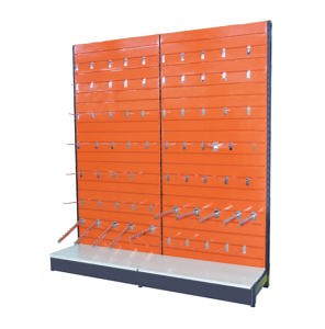 [Hot Item] Retail Metal Slatwall Panel Hooks Display Shelf Gondola Slatwall Display Rack