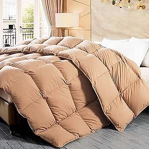 WhatsBedding Feather Down Fiber Comforter Full Size, 100% Cotton Duvet Insert for All Season, Hotel Collection, 8 Corner Loops, 82x86 in