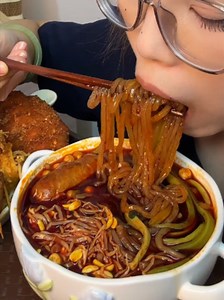 Spicy & Sour Noodles with Crispy Fried Skewers
