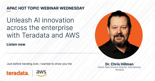 Innovate faster by leveraging AI/ML for your business. Our upcoming webinar with Teradata and AWS discusses how Teradata VantageCloud, ClearScape Analytics and Amazon SageMaker come together seamlessly to accelerate AI-powered innovation. Secure your spot now: http://ms.spr.ly/6181YLMlH #AI #ML | Teradata