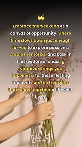 Treat the weekend as your blank canvas to explore, create, and chase happiness. These moments of freedom are the treasures that enrich your life's journey. 🎨 #WeekendOpportunities #LifeTreasures #quoteoftheday | Amazing Me Movement