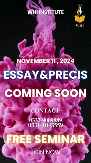 Unlock your potential in creative and analytical writing with guidance from the best. Enroll in Sir Waqar Hassan's course to excel in Essay and Précis writing. Learn skills you've never mastered before and uncover the secrets that set top performers apart in English Essay and Précis. Benefit from Sir Waqar Hassan's expertise - an esteemed columnist and member of the 44th Common with a distinguished career in government service. Session Details: - Duration: 3 months - Evaluations: Unlimited - Fee