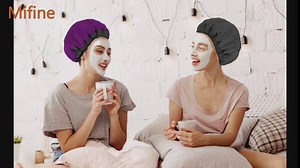 Deep Conditioning Heat Cap, Mifine Deep Steamer Hair Heat Cap, Natural Cotton Cordless Caps with flaxseed, Microwavable Hot Cap for Steam Hair, with 10 PCS Disposable Shower Caps (Black)