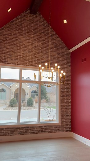 This bold red dining room is the heart of this custom home! We’re thrilled to hand over this stunning space to our client, made possible by West Texas Land Guys Construction. Bold, beautiful, and one-of-a-kind! 🏡❤️ | West Texas Land Guys