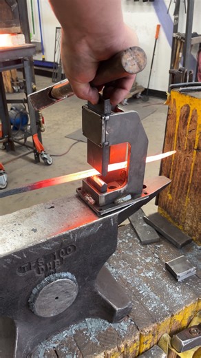 Hot cutting with a guillotine hardy tool #blacksmith #blacksmithing #steel #makerspace #denver #denvercolorado | Hardy & Fuller: A Metal Space