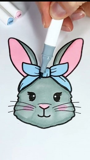 Cute Bunny 🐰 🐇 😍 💕 💖 . #Bunny #rabbit #coloring #drawings #asmr #art #satisfying #relax #markerart | Jacky and Lutu