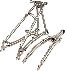 TIBROMTACK Titanium Fork and Rear Triangle for Brompton Bicycle 16 Inches Ultra Light Folding Bike Grade9 Ti Frame