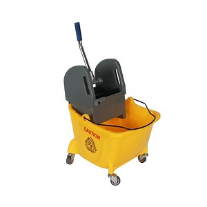 [Hot Item] 24L Yellow Plastic Down Press Wringer Commercial Mop Bucket