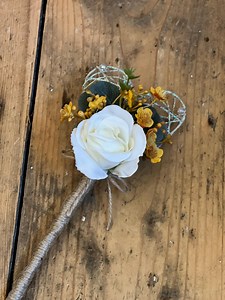 Artificial Ivory Rose and Mustard Gypsophila Wedding Flower Wand, Rose Flower Girl Wand, Heart Flower Girl Wand, Artificial Wedding Flowers. - Etsy UK