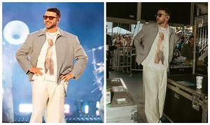 Justin Timberlake Shows Love for Wife Jessica Biel Onstage with Unique T-Shirt