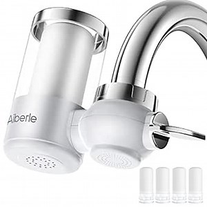 Shell Faucet Tap Water Filter with 5 Filter Elements, High Water Pressure, Reduces Chlorine for Better Taste, Mount for Kitcken Sink - Transparent