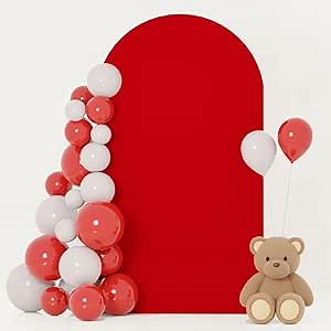 Red Arch Cover Spandex Circle Arched Cover 7.2FT for Round Top Arch Covers Backdrop Fabric for Event Banquet Wedding Balloon Arch Cover Unique Arch Backdrop for Bridal Baby Shower Party Decorations
