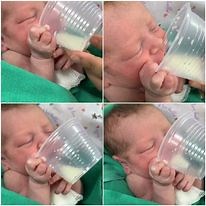 Newborn baby drinks milk from a cup all by himself! | MetDaan Makeup