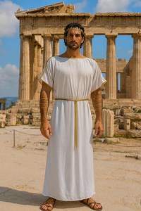 Men’s Ancient Greek Toga Costume White Robe With Gold Trim, Belt Laurel Crown Historical Spartanroman Tunic for Theatre, Festivals & - Etsy